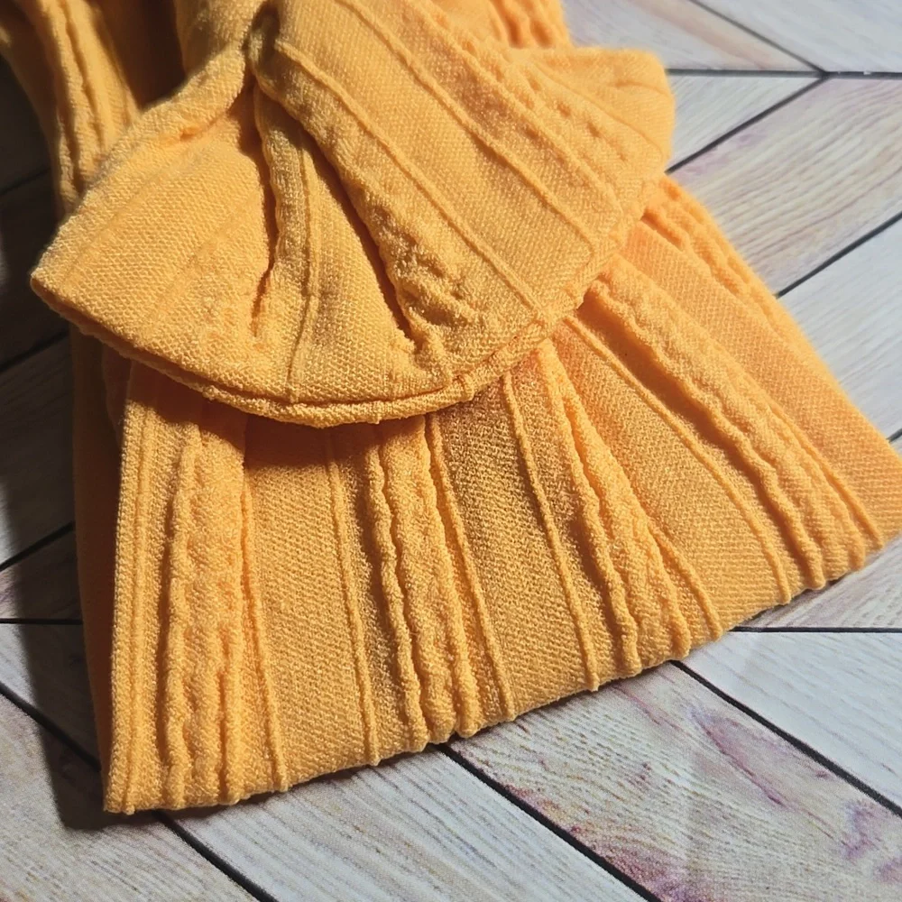 Boho Kids Bowknot Headband Mustard Yellow Cable Knit Baby Turban Soft Hairband
